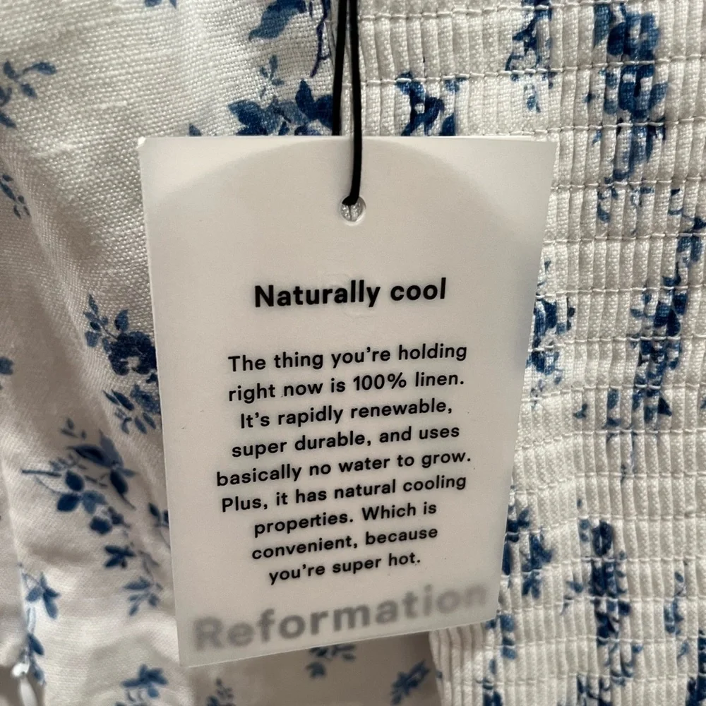 NWT REFORMATION Alice Romantic Floral-Print Puff-Sleeve Linen Blouse Orlaya 4
